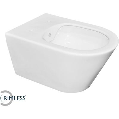 Wiesbaden Stereo Wandcloset Rimless met Bidet Functie - Glans Wit