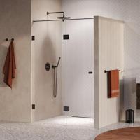 BRAUER Void Carving nisdeur 2-delig helder glas 130x200 omkeerbaar met draaideur 60 aan glas incl. glascoating PVD gunmetal geborsteld - thumbnail