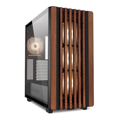 Sharkoon rebel c70g rgb midi tower behuizing (zwart/houtkleur | 2x usb-a | 1x usb-c | rgb | tempered glass)