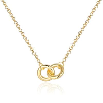 Elenza Goudkleurige Ketting met Twee Verweven Cirkelvormen in 925 Sterling Zilver