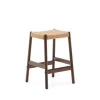 Kave Home Barkruk 'Yalia' Eikenhout, kleur Walnoot (zithoogte 66cm) - thumbnail