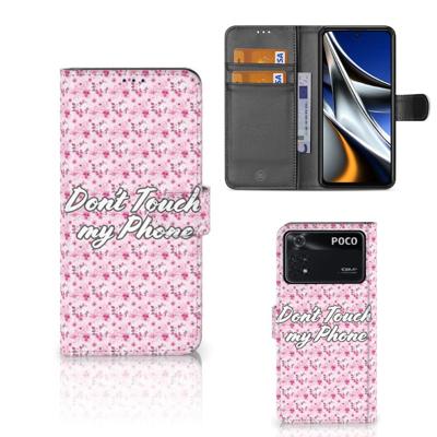 Xiaomi Poco X4 Pro 5G Portemonnee Hoesje Flowers Pink DTMP Xiaomi Poco X4 Pro 5G Portemonnee Hoesje Flowers Pink DTMP