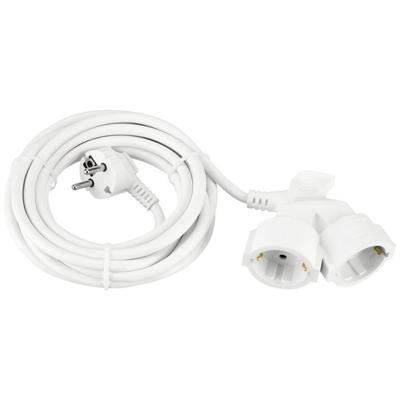 Verlengsnoer wit 5 meter 2 stopcontacten haakse stekker kinderveilig 3x1.5mm²