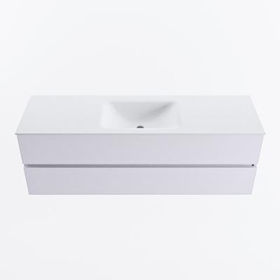 MONDIAZ VICA 150cm badmeubel onderkast Cale 2 lades. Wastafel CLOUD midden zonder kraangat, kleur Talc.