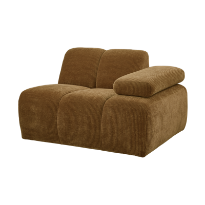 Woood Mojo 1-zits bank arm rechts ribstof Honinggeel