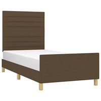 Bedframe zonder matras 90x200 cm stof donkerbruin - thumbnail