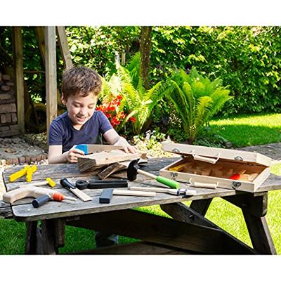 New Classic Toys houten gereedschapskist met 12 onderdelen - thumbnail