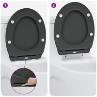VidaXL Toiletzitting antraciet 47 x 37,5 x 3,8 cm duroplast - thumbnail