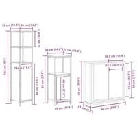 Badkamermeubelset 5 pcs Beige 76.5 x 35 x 95 cm Bewerkt hout - thumbnail
