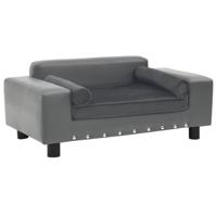 VidaXL Hondenbank 81x43x31 cm pluche en kunstleer grijs - thumbnail