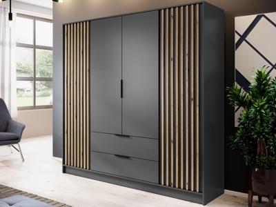 Kledingkast MELINDA 4 deuren 2 lades antraciet Kledingkast MELINDA 4 deuren 2 lades antraciet