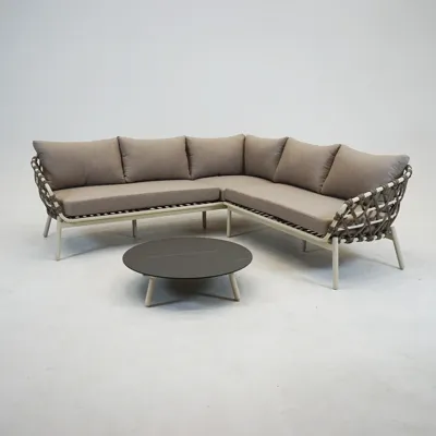 Hoekbank Dakota Creme Bruin met salontafel