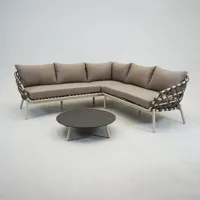 Hoekbank Dakota Creme Bruin met salontafel - thumbnail