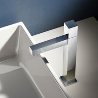 Fonteinkraan Hotbath Dude 1-knop Recht 23 cm Vierkant Geborsteld Nikkel - thumbnail