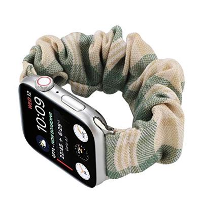 Elastisch scrunchie nylon bandje - Khaki / Groen - Geschikt voor Apple Watch 44mm / 45mm / 46mm / 49mm