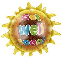 Folieballon Zonnebloem &apos;Get Well Soon&apos; (65cm) - thumbnail