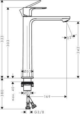 Hansgrohe Rebris S Wastafelmengkraan 240 CoolStart Chroom - thumbnail