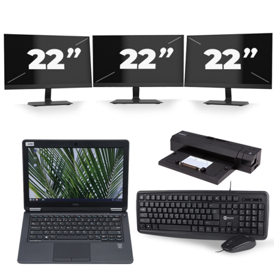 Dell Latitude 5280 - Intel Core i5-7e Generatie - 12 inch - 8GB RAM - 256GB SSD - Windows 11 + 3x 22 inch Monitor