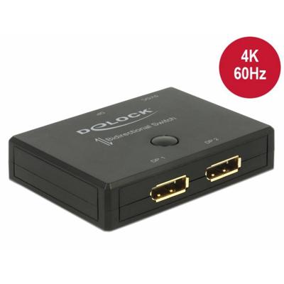 DeLOCK displayport 2 - 1 switch bidirectional 4k 60 hz displayport switch (zwart)