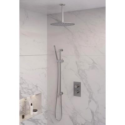 Brushed Edition inbouw regendouche set met 3-weg omstelling, 30cm douchekop en plafondarm, staaf handdouche, doucheslang, geïntegreerde glijstang - RVS geborsteld PVD