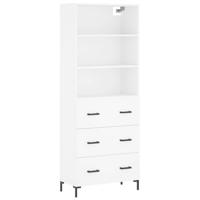 Hoge kast 69,5x34x180 cm bewerkt hout wit - thumbnail