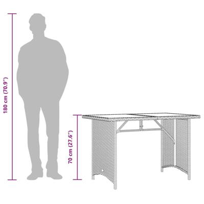 Tuintafel met glazen blad 110x68x70 cm poly rattan zwart - thumbnail