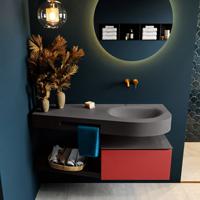 MONDIAZ RIVA 120cm badmeubel onderkast / planchet kleur Fire met 1 lade. Wastafel DULCET rechts 0 kraangaten kleur Dark_Grey. - thumbnail