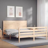 Bedframe met hoofdbord massief hout 160x200 cm - thumbnail