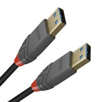 LINDY 36751 USB-kabel USB 3.2 Gen1 USB-A stekker, USB-A stekker 1.00 m Zwart Vergulde steekcontacten - thumbnail