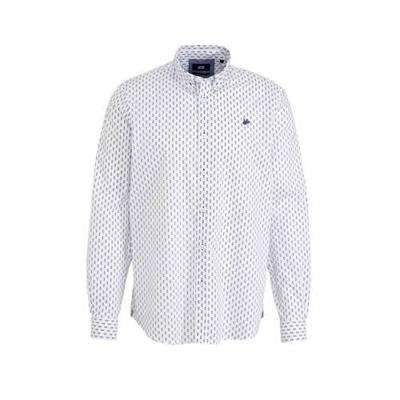 WE Fashion regular fit overhemd met all over print wit/blauw