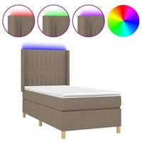 Boxspring met matras en LED stof taupe 90x190 cm - thumbnail