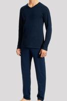 Schiesser Uncover pyjama met V-hals blauw - thumbnail