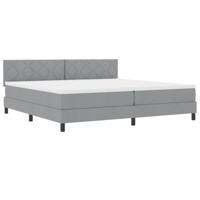 boxspringbed met matras en LED lichtgrijs 200x200 cm stof - thumbnail