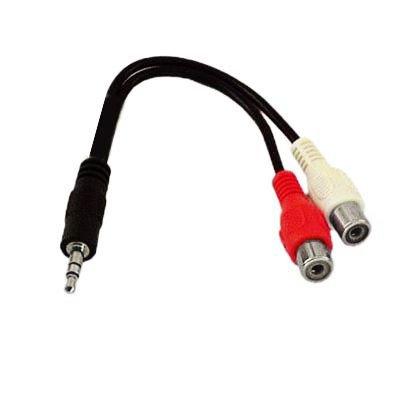 2 RCA vrouwtje naar 3.5mm mannetje plug Audio Y Kabel, Lengte: 20cm