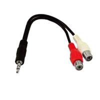 2 RCA vrouwtje naar 3.5mm mannetje plug Audio Y Kabel, Lengte: 20cm - thumbnail
