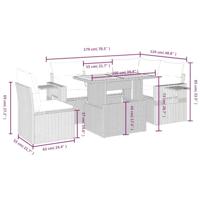 6-delige Loungeset met kussens poly rattan zwart - thumbnail