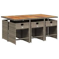 7-delige Tuinset met kussens poly rattan grijs - thumbnail