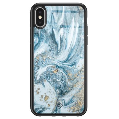 iPhone X/XS glazen hardcase - Marble sea