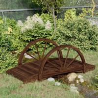 VidaXL Tuinbrug met half wiel 99x50x38 cm massief vurenhout - thumbnail