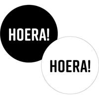 KP etiket "Hoera!", diameter 40 mm, 2 varianten, rol van 250 stuks - thumbnail