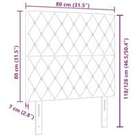 LED Hoofdbord met LED -striplichten Geruit Zwart 80 cm Fluweel - thumbnail