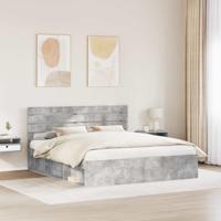Bedframe met hoofdeinde Beton 200 x 200 cm Massief grenenhout - thumbnail