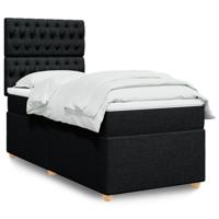 Boxspring met matras stof zwart 90x200 cm - thumbnail