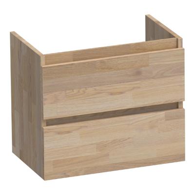 Brauer Joy - Onderkast Ondiep - 60 cm - met 2 Softclose Lades Greeploos en 1 Sifon Uitsparing - Vingerlas Eiken Grijs