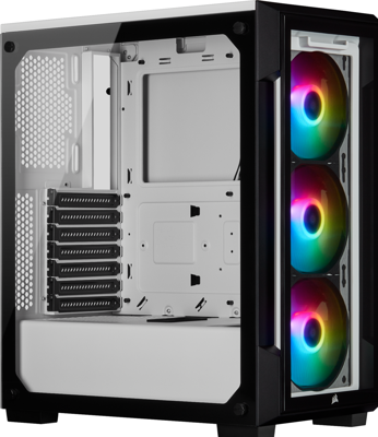 iCUE 220T RGB Tempered Glass - Midtowermodel - ATX - geen voeding - 3x RGB fan - iCUE - gehard glas