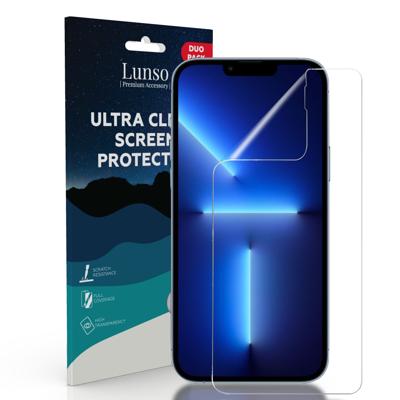 Lunso - Duo Pack (2 stuks) Beschermfolie - Full Cover Screen Protector - iPhone 13 Pro Max