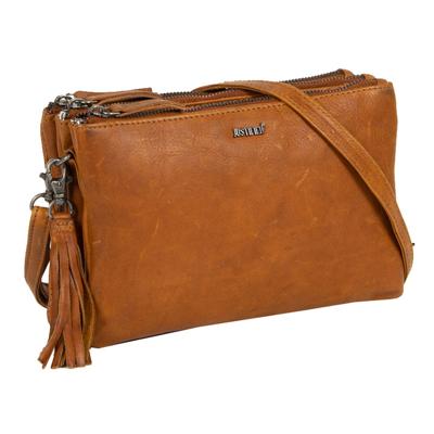 Justified Bags Justified Bags® Nynke Tripple Top Zip Schoudertas Cognac