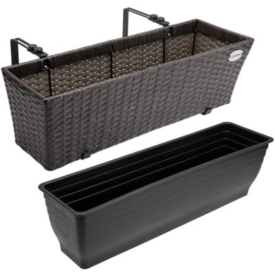 Polyrotan Balkonbak Set van 2 kleur Bruin