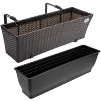 Polyrotan Balkonbak Set van 2 kleur Bruin - thumbnail