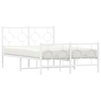 Bedframe met hoofd- en voeteneinde metaal wit 120x200 cm - thumbnail